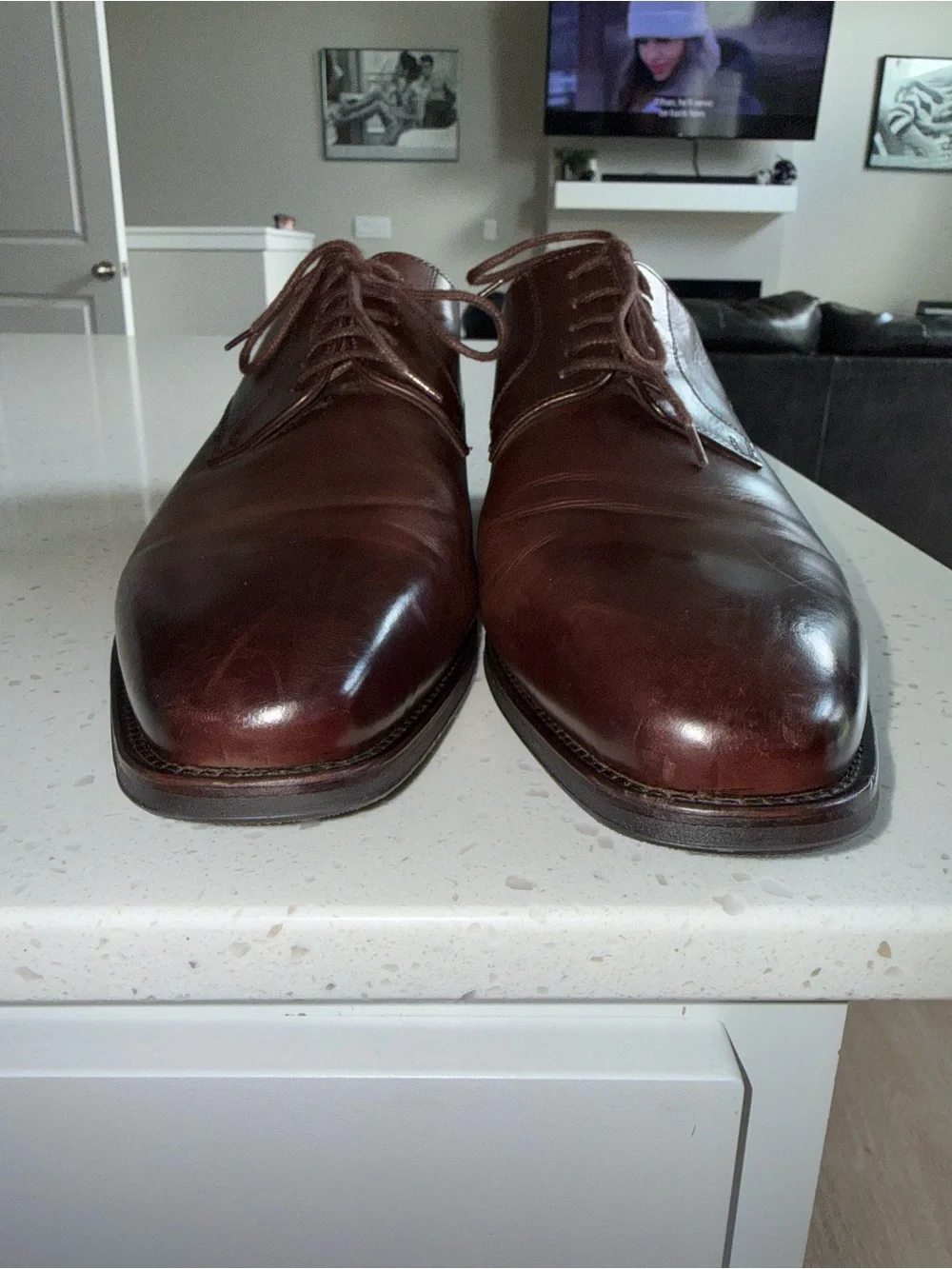 T.M.Lewin Men's Dark Brown Leather Derby Shoes